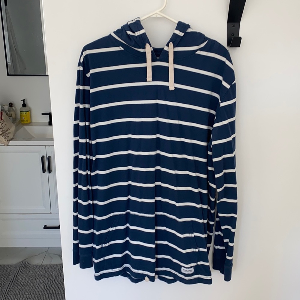 Banks Journal stripped hoody with waist drawstring detail